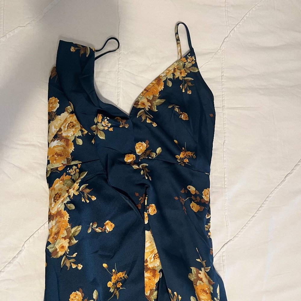Vici High-Low Navy Blue Floral Dress